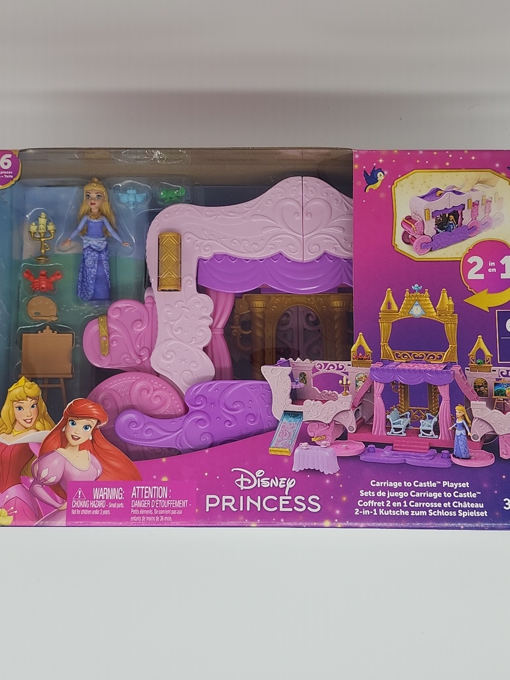 Disney Princess Carriage to Castle Playset Doll House 2-in-1 Folding NEW Gift